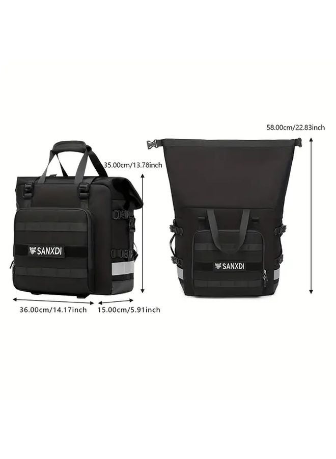 Black Motorcycle Pannier Bag Quick Release Expandable Storage Removable Carrier - Image 2
